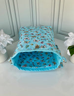 Handmade butterfly print tote bag detail