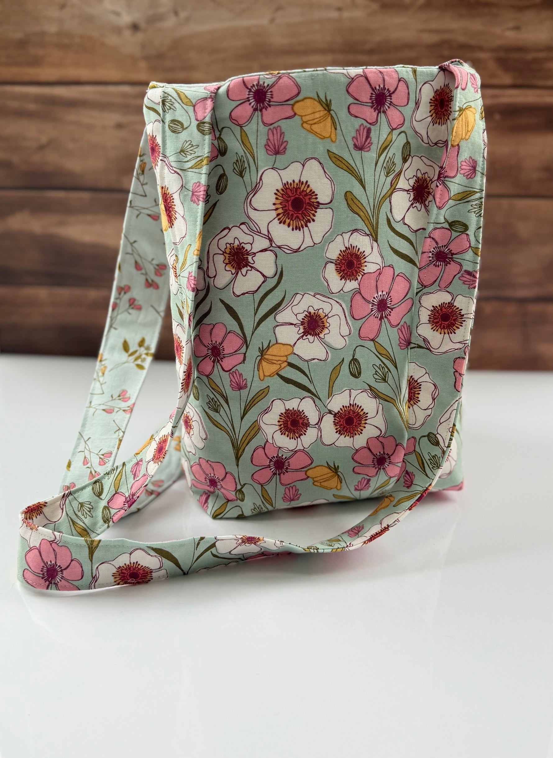 Handmade colorful shoulder bag close-up