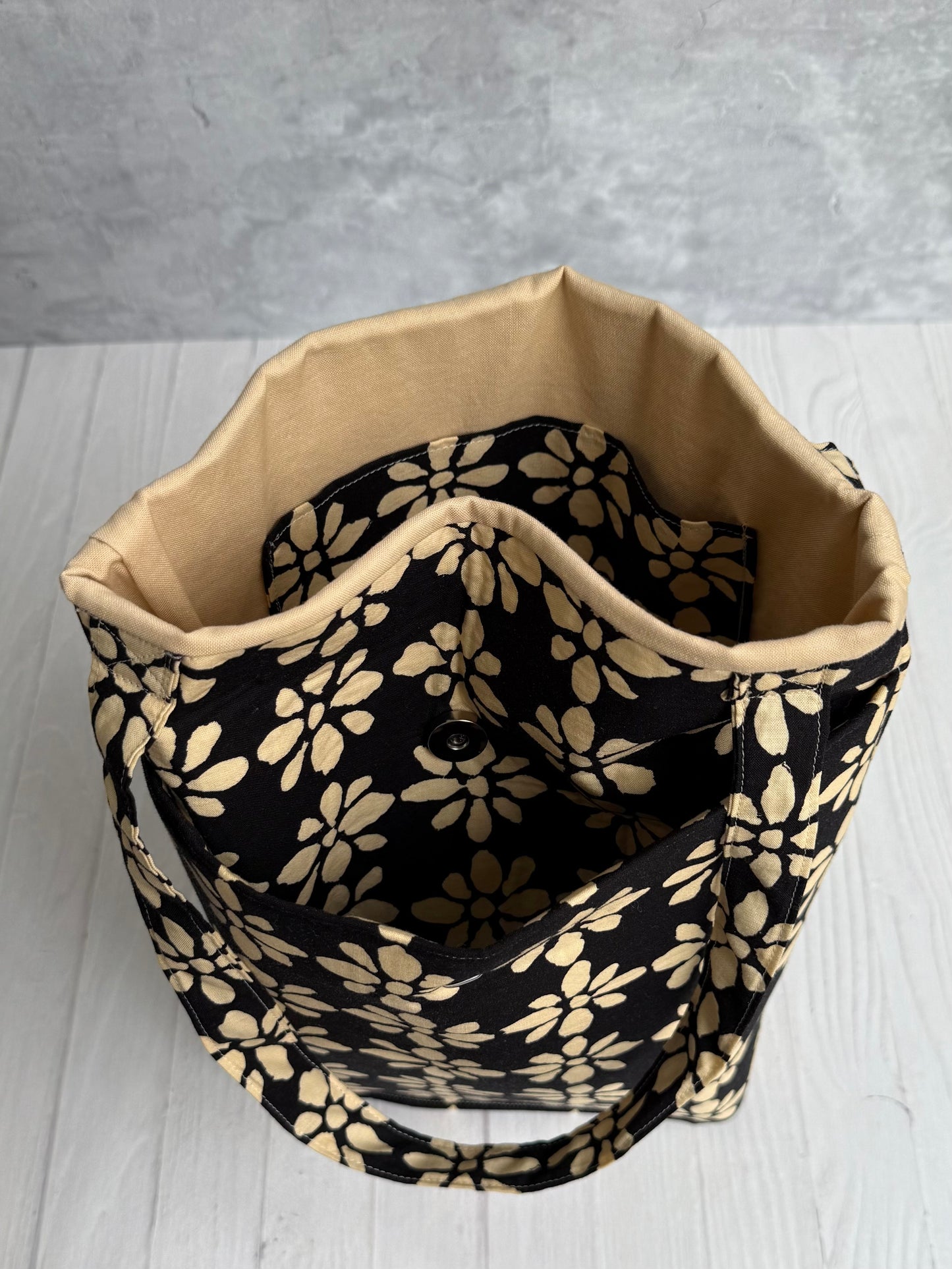 Handmade Black-and-Tan Shoulder Bag- Upscale Tote for Dolls and Plushies