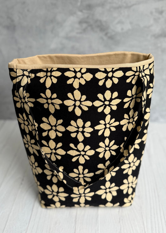 Handmade Black-and-Tan Shoulder Bag- Upscale Tote for Dolls and Plushies