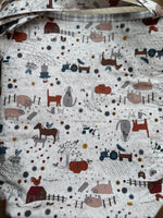 Handmade farm print tote bag close-up