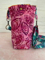 Handmade batik crossbody bag back view