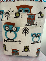 Handmade owl print tote bag detail