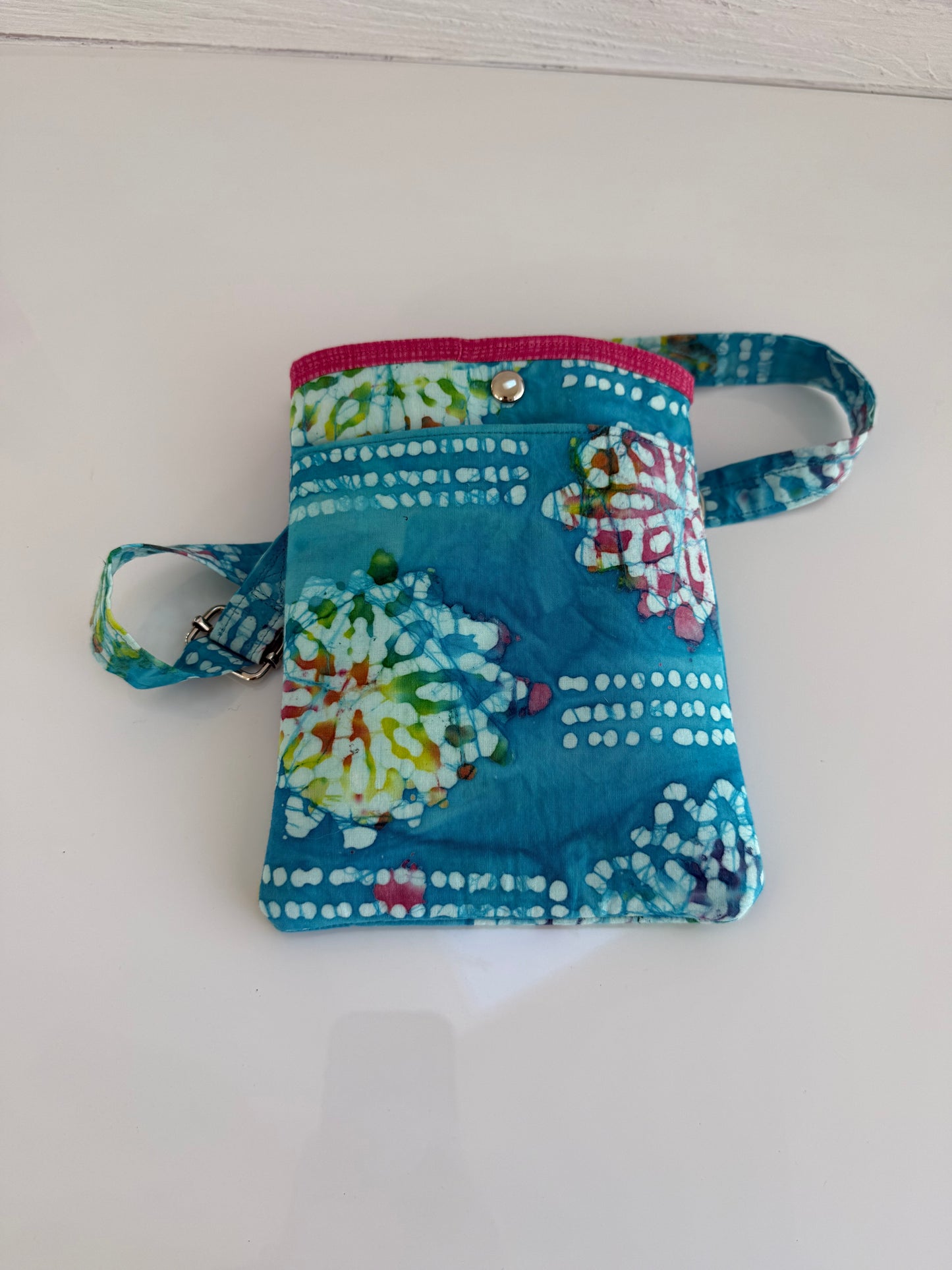 Handmade batik crossbody bag detail