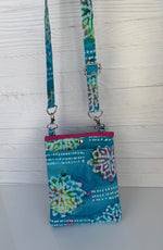 Handmade batik crossbody bag side view