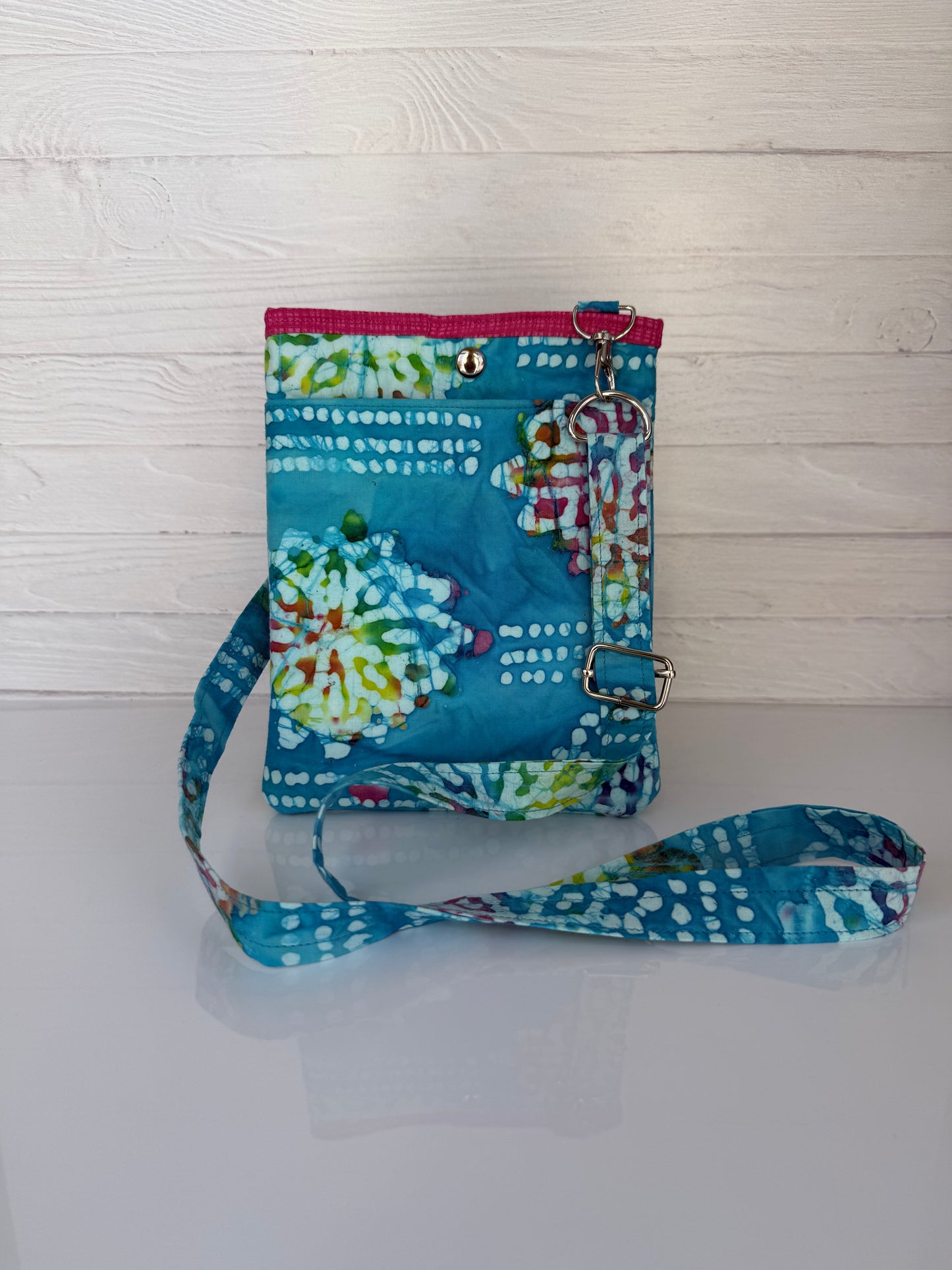 Handmade colorful batik crossbody phone bag