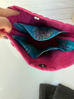 Handmade butterfly batik tote bag detail