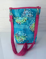 Handmade batik crossbody bag close-up