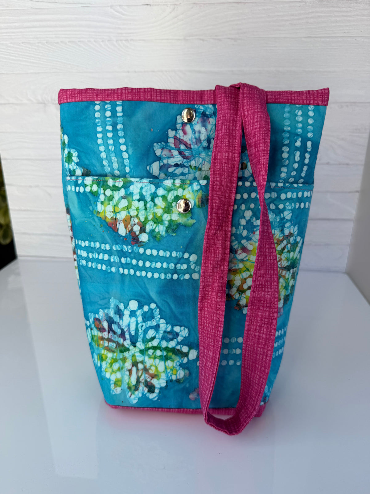 Handmade butterfly batik tote bag handle