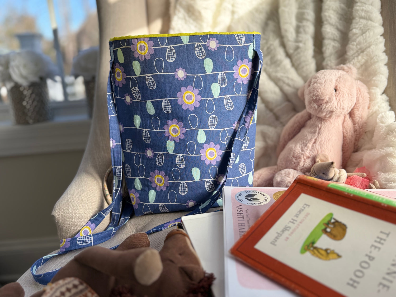 Handmade floral tote bag eco-friendly for toys