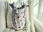 Handmade farm print tote bag side view