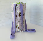 Handmade owl print tote bag detail