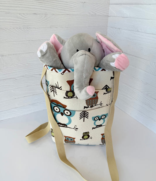 Handmade Owl Print Canvas Tote Bag - Eco-Friendly Everyday Bag