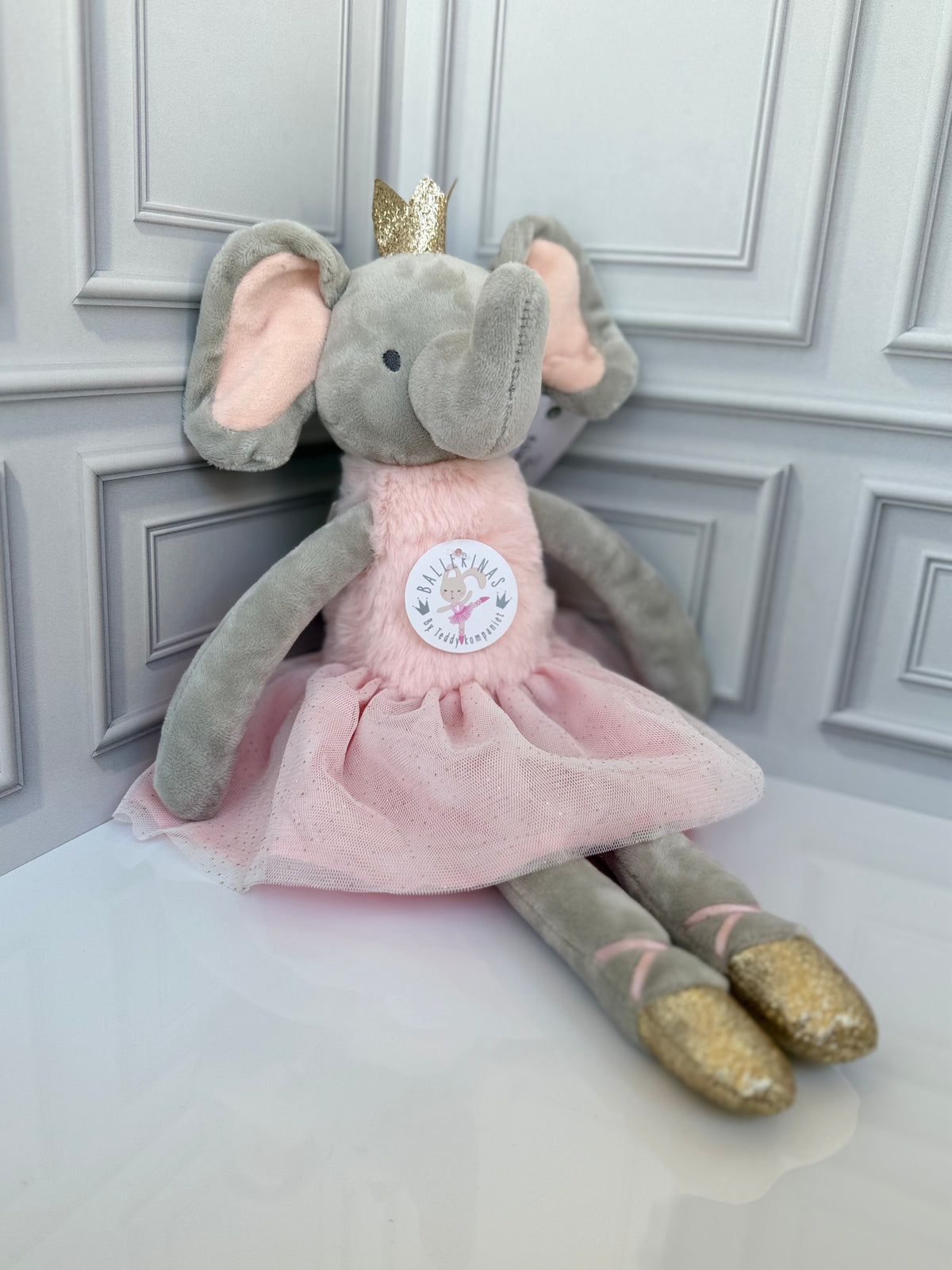 Ballerina Elephant Soft Doll- Ellie, 16" | Teddy Kompaniet