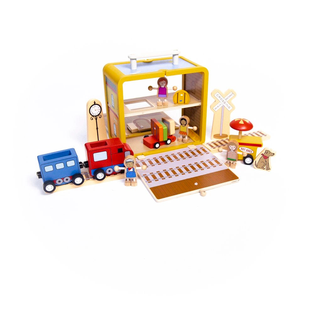 Train Station Suitcase Playset for Kids | Jack Rabbit Creations