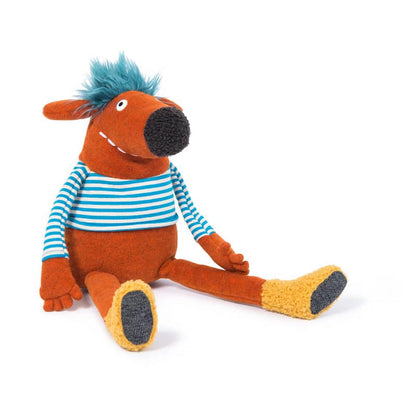 Pidou the Schmouk plush toy sitting by Moulin Roty