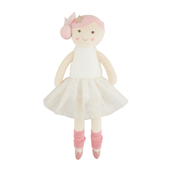 Ballerina Doll- Pink Hair soft doll 16" | Mud Pie