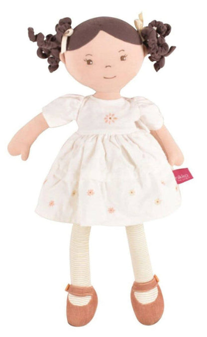 Tikiri Toys LLC - Cecilia Dk. Brown Hair in Cream Linen Dress with Display Box