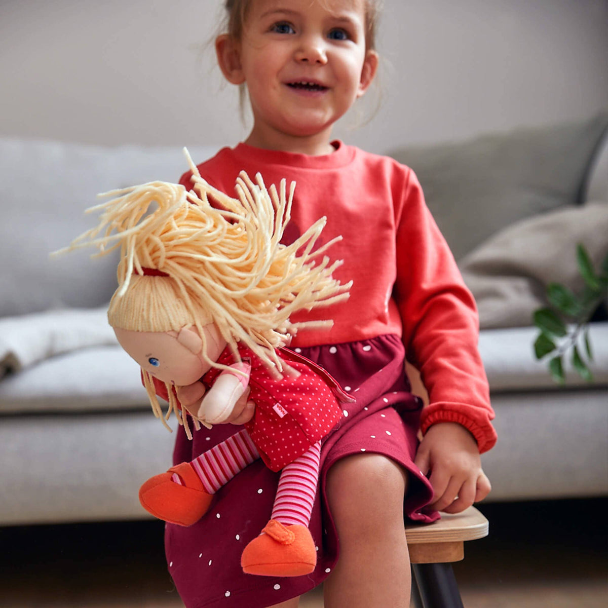 Annelie soft doll back view by HABA USA