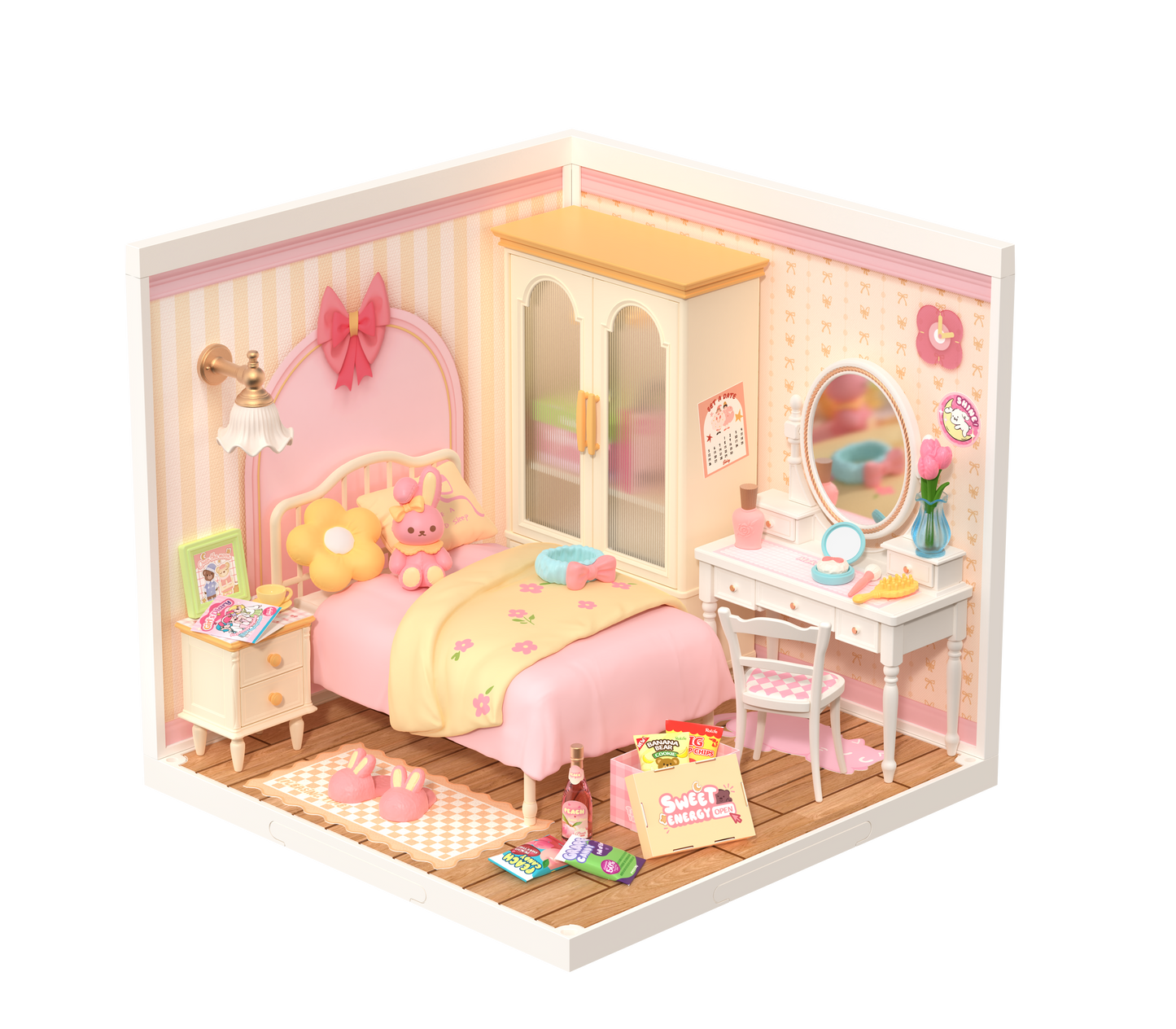 Lovely Pink Bedroom DIY Miniature House Kit | Robotime