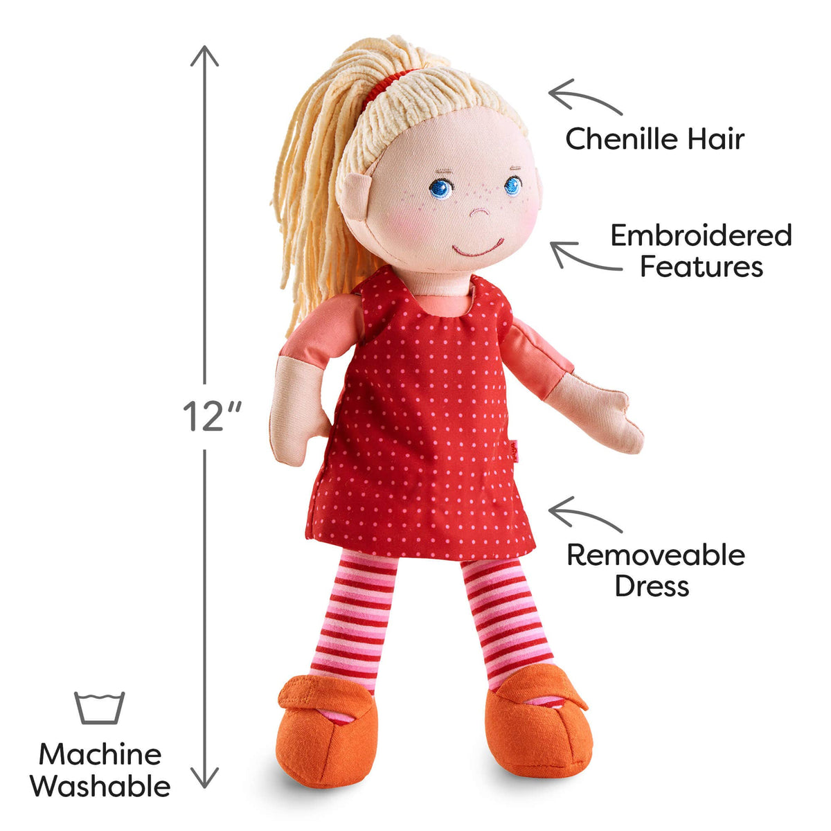 Annelie soft doll close-up by HABA USA