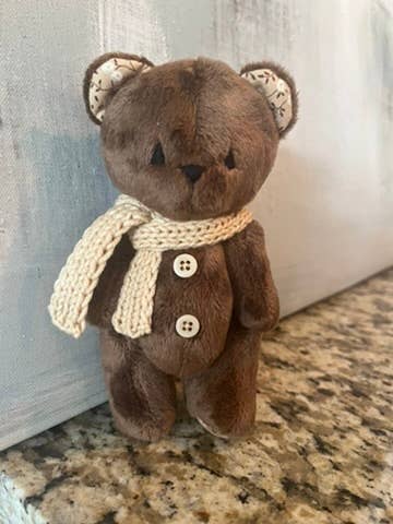 Frank and Bubby 6" Dark Dark Brown Teddy Bear with Scarf- Heirloom Toy
