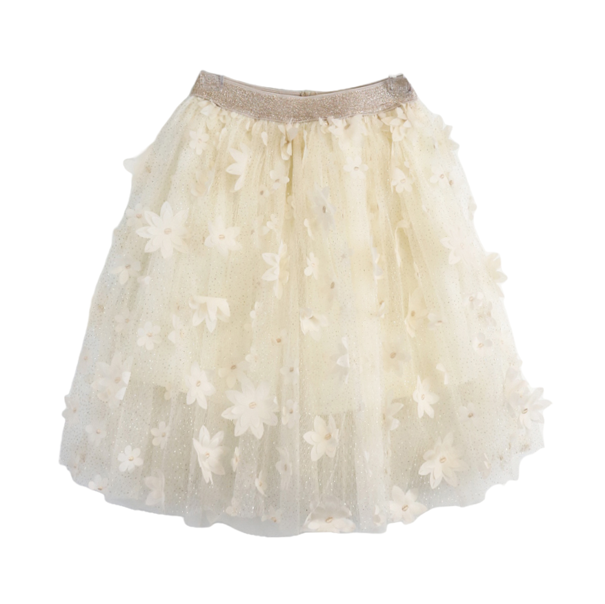 Beige floral mesh midi tutu sizes 4-6 by Doe a Dear