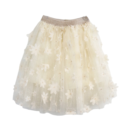 Beige floral mesh midi tutu sizes 4-6 by Doe a Dear