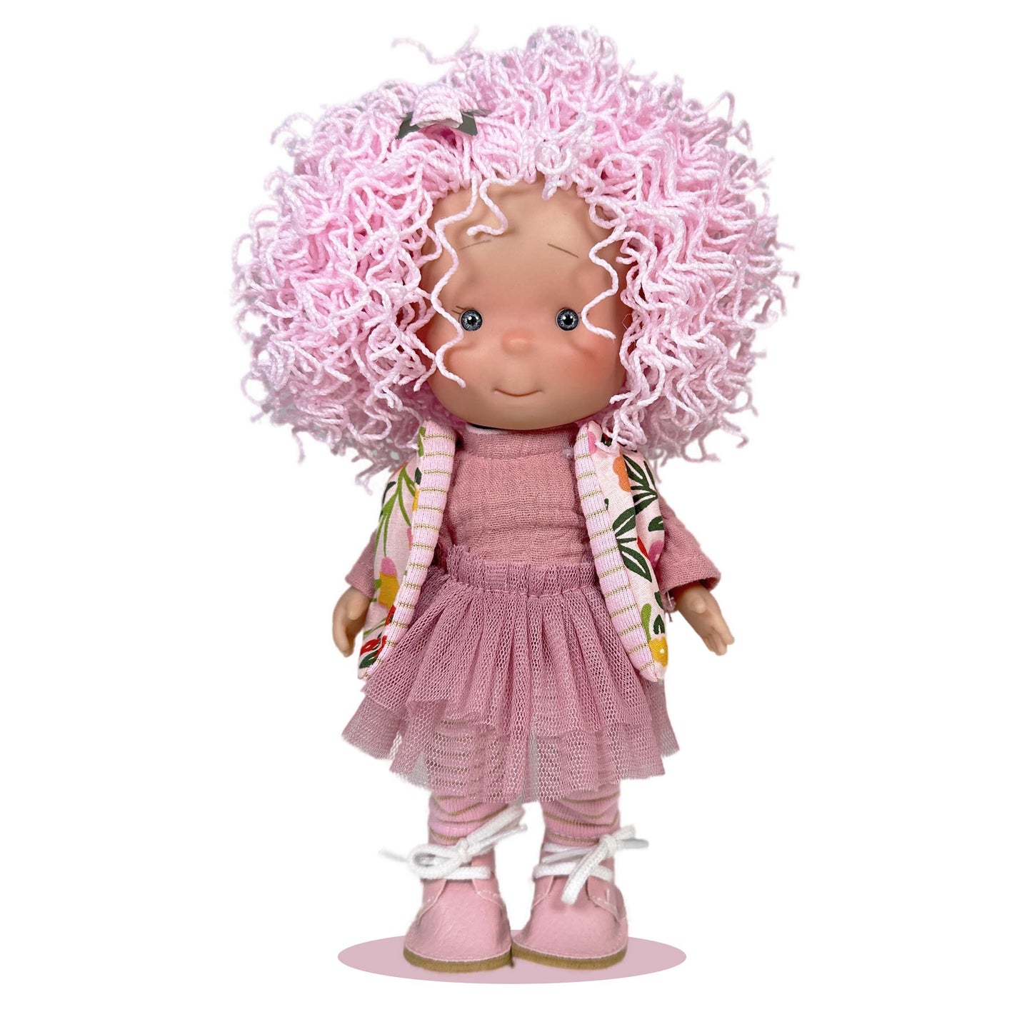 Nines Artesanals d'Onil Dolls - Little Pippa Pink Wool Doll | Handmade in Spain