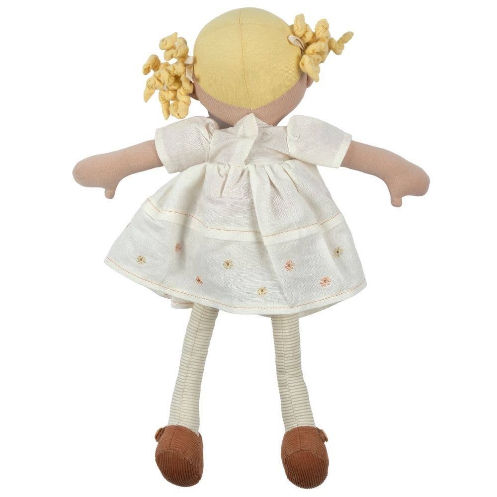 Priscy blonde doll sitting by Tikiri Toys