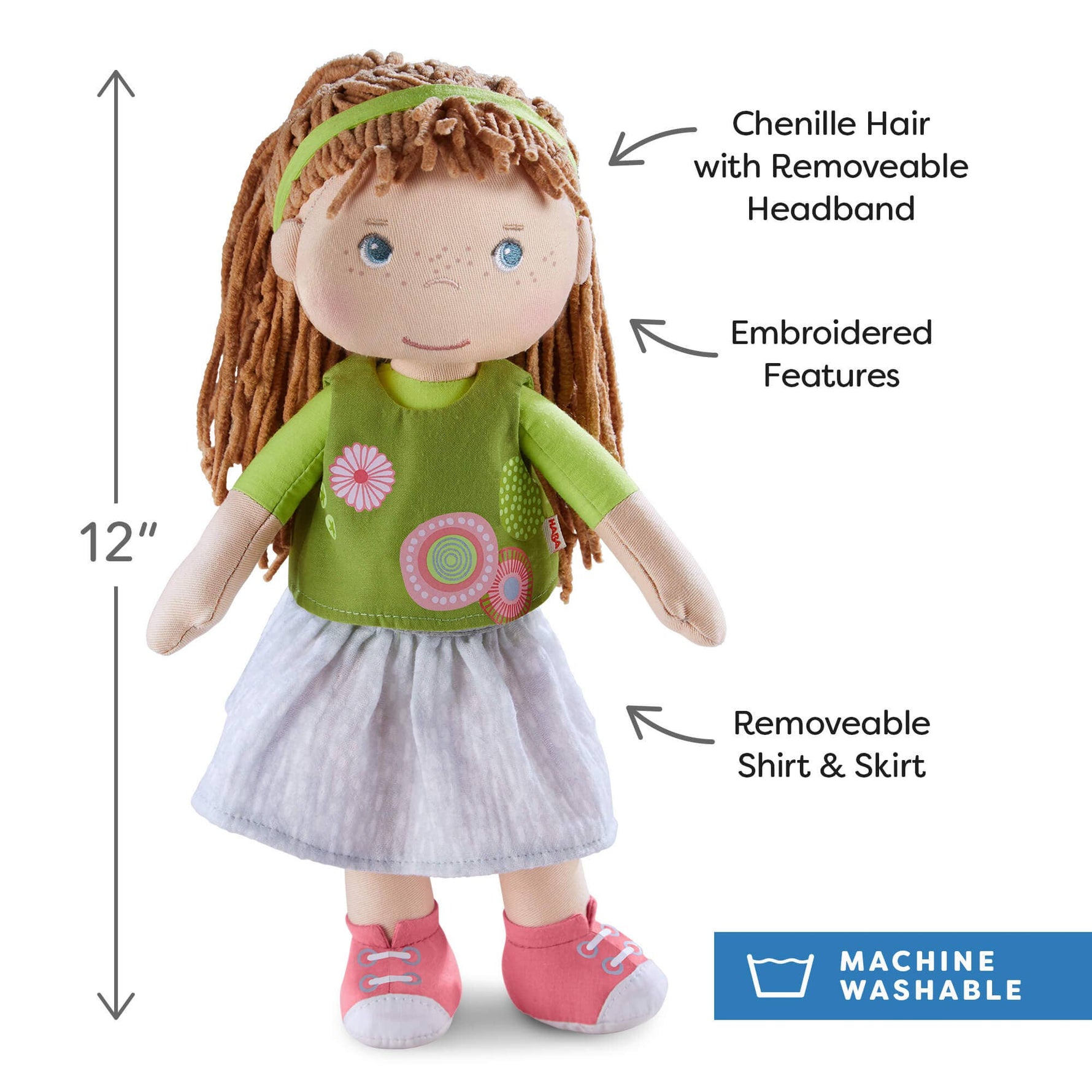 Hedda soft doll sitting by HABA USA
