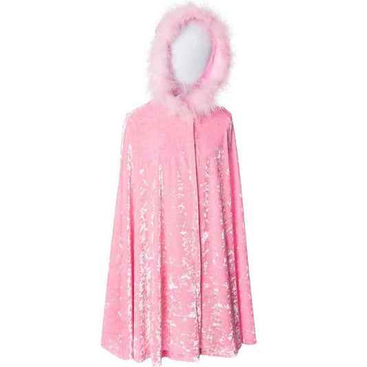 Candy pink crushed velvet cape with boa by Fairy Finery