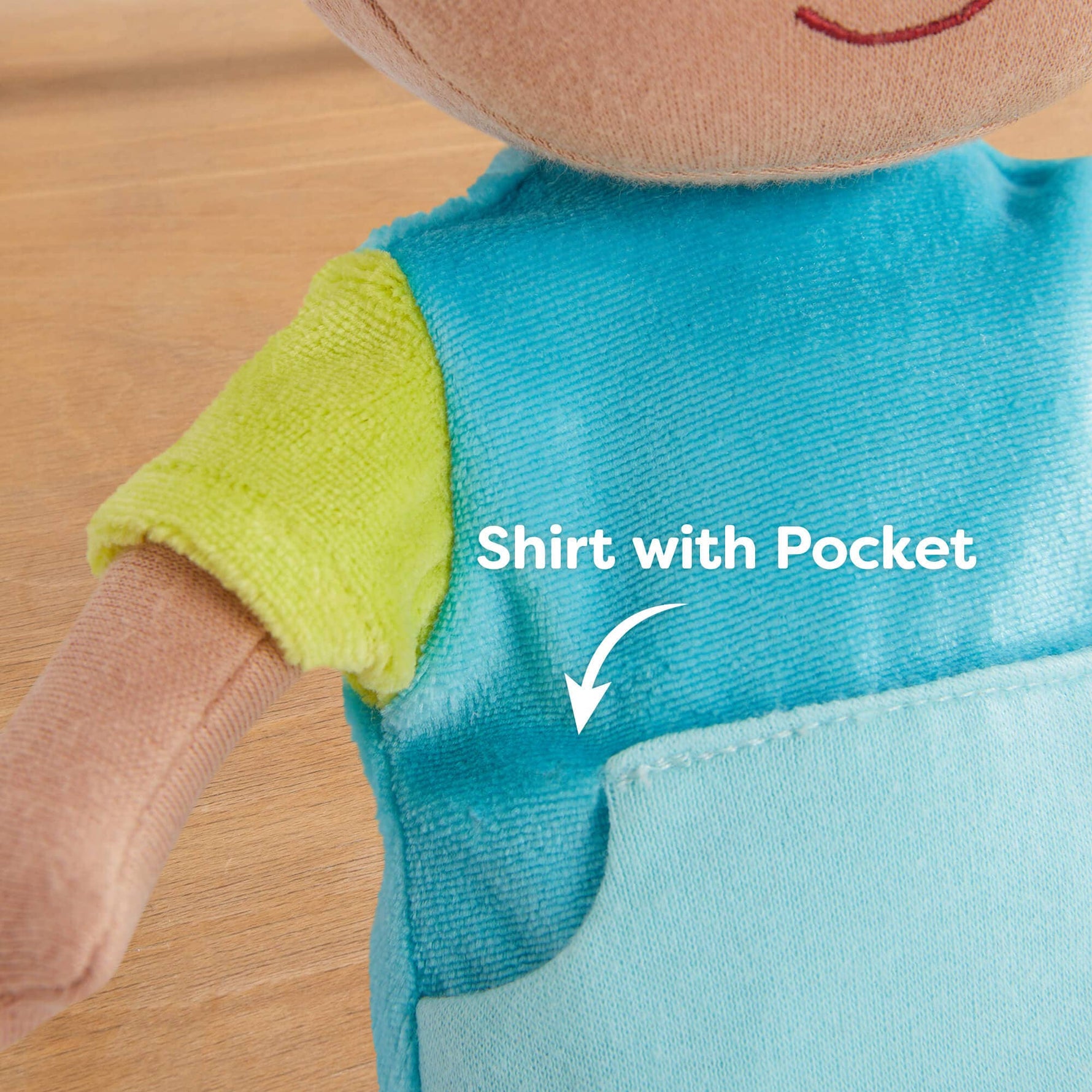 Snug Up Gabriel soft doll detail by HABA USA