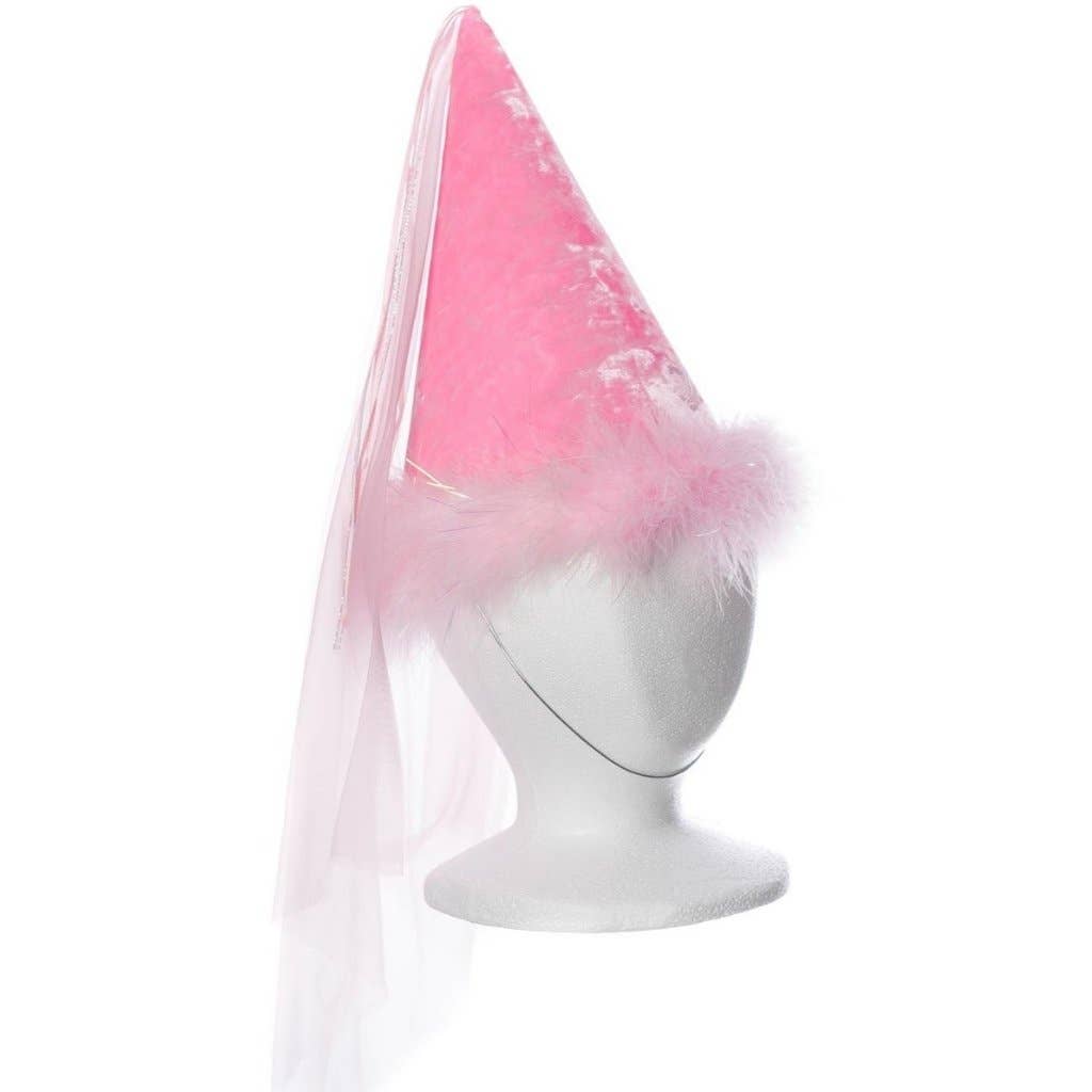 Pink fairy princess hat with boa trim by Fairy Finery