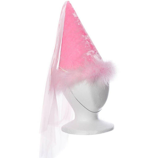 Pink fairy princess hat with boa trim by Fairy Finery