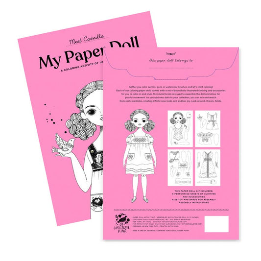 Camilla Paper Doll Kit for Coloring and Assembly | Of Unusual Kind