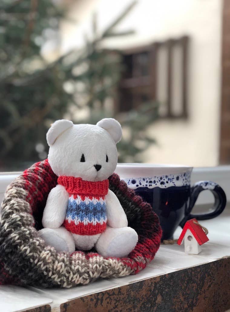 Frank and Bubby 6" Polar Bear Plush in Sweater- Heirloom Toy