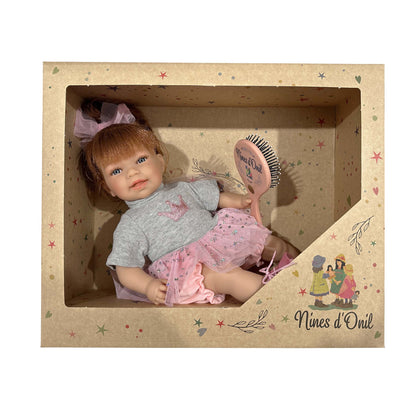 Nines Artesanals d'Onil Dolls | Little Susi Glitter Red Hair Doll w/ backpack | Handmade in Spain