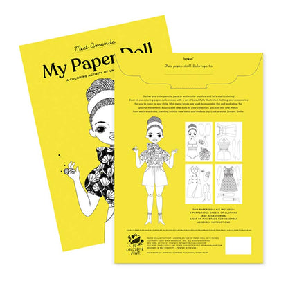 Amanda Paper Doll Kit for Coloring and Assembly | Of Unusual Kind