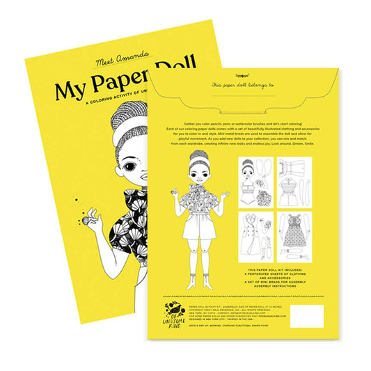 Amanda Paper Doll Kit for Coloring and Assembly | Of Unusual Kind