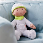 My First Snug Up Ollie baby doll back view by HABA USA