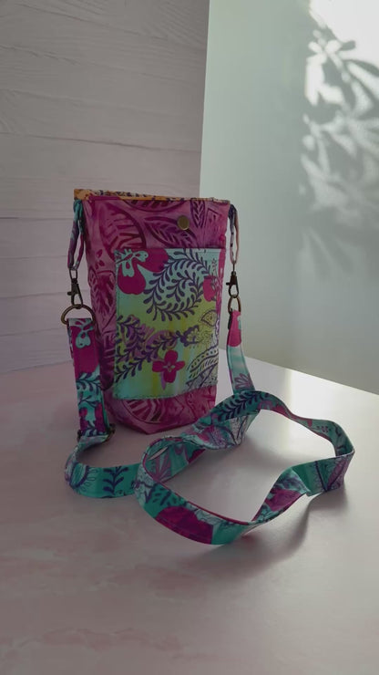 Handmade Crossbody Phone Bag- Colorful Batik Bag for Small Dolls and Toys